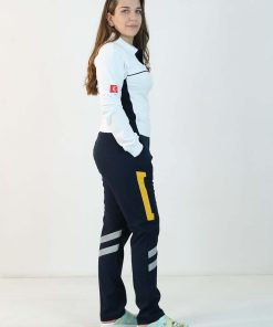 112 Polo Yaka Çift Renk Uzun Kol Tişört (Beyaz - Lacivert)