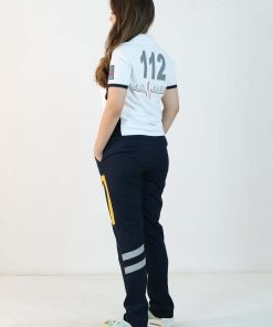 112 Polo Yaka Çift Renk Tişört (Beyaz - Lacivert)