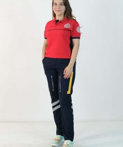 112 Polo Yaka Çift Renk Tişört (Kırmızı - Lacivet)