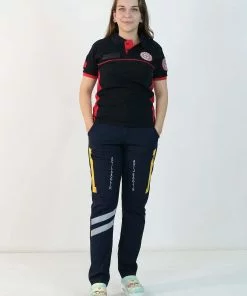 112 Polo Yaka Çift Renk Tişört (Lacivert - Kırmızı)