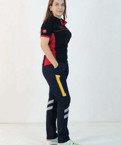 112 Polo Yaka Çift Renk Tişört (Lacivert - Kırmızı)