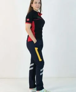 112 Polo Yaka Çift Renk Tişört (Lacivert - Kırmızı)