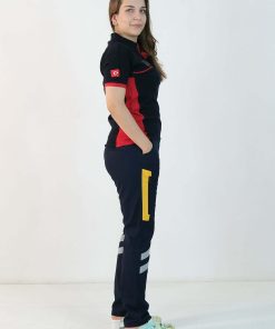 112 Polo Yaka Çift Renk Tişört (Lacivert - Kırmızı)