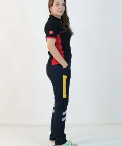 112 Polo Yaka Çift Renk Tişört (Lacivert - Kırmızı)