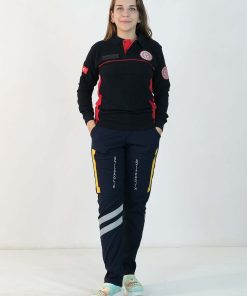 112 Polo Yaka Çift Renk Uzun Kol Tişört (Lacivert - Kırmızı)