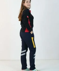 112 Polo Yaka Çift Renk Uzun Kol Tişört (Lacivert - Kırmızı)