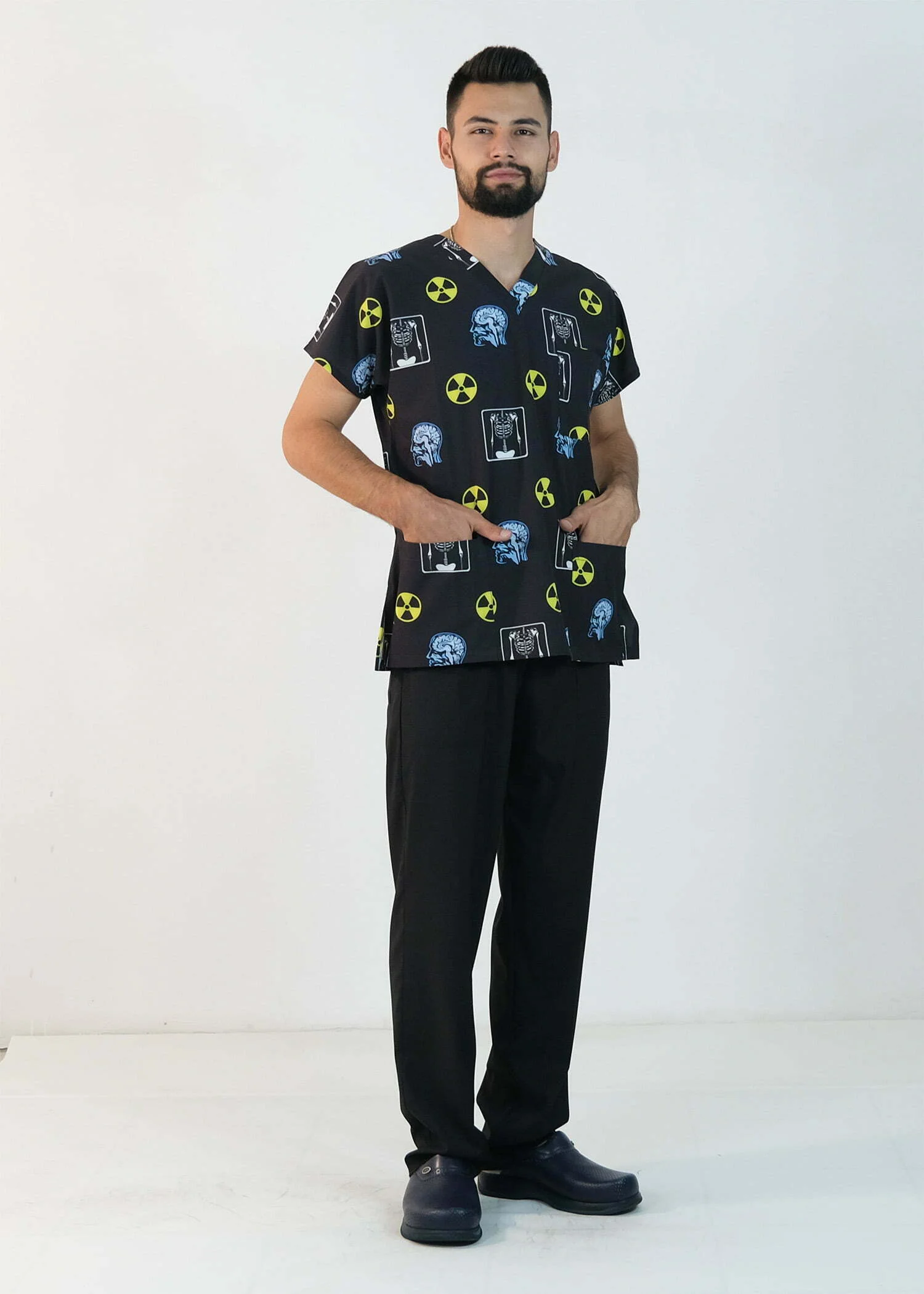 Desenli Likralı Scrubs Tek Üst (Desen-10)