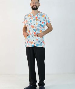 Desenli Likralı Scrubs Tek Üst (Desen-3)